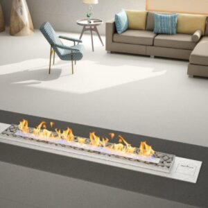 Signi Fires Vent Free Drop-In Gas Fireplace With Stones - Stainless Steel